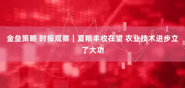 金垒策略 时报观察｜夏粮丰收在望 农业技术进步立了大功