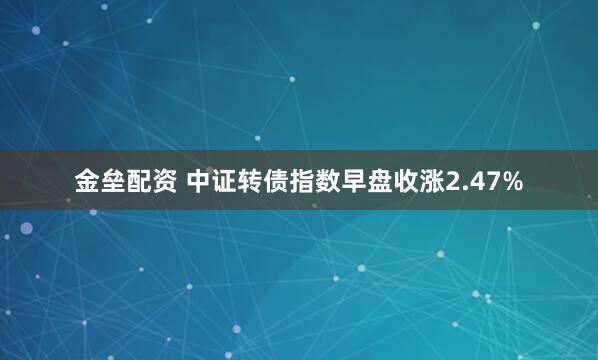 金垒配资 中证转债指数早盘收涨2.47%